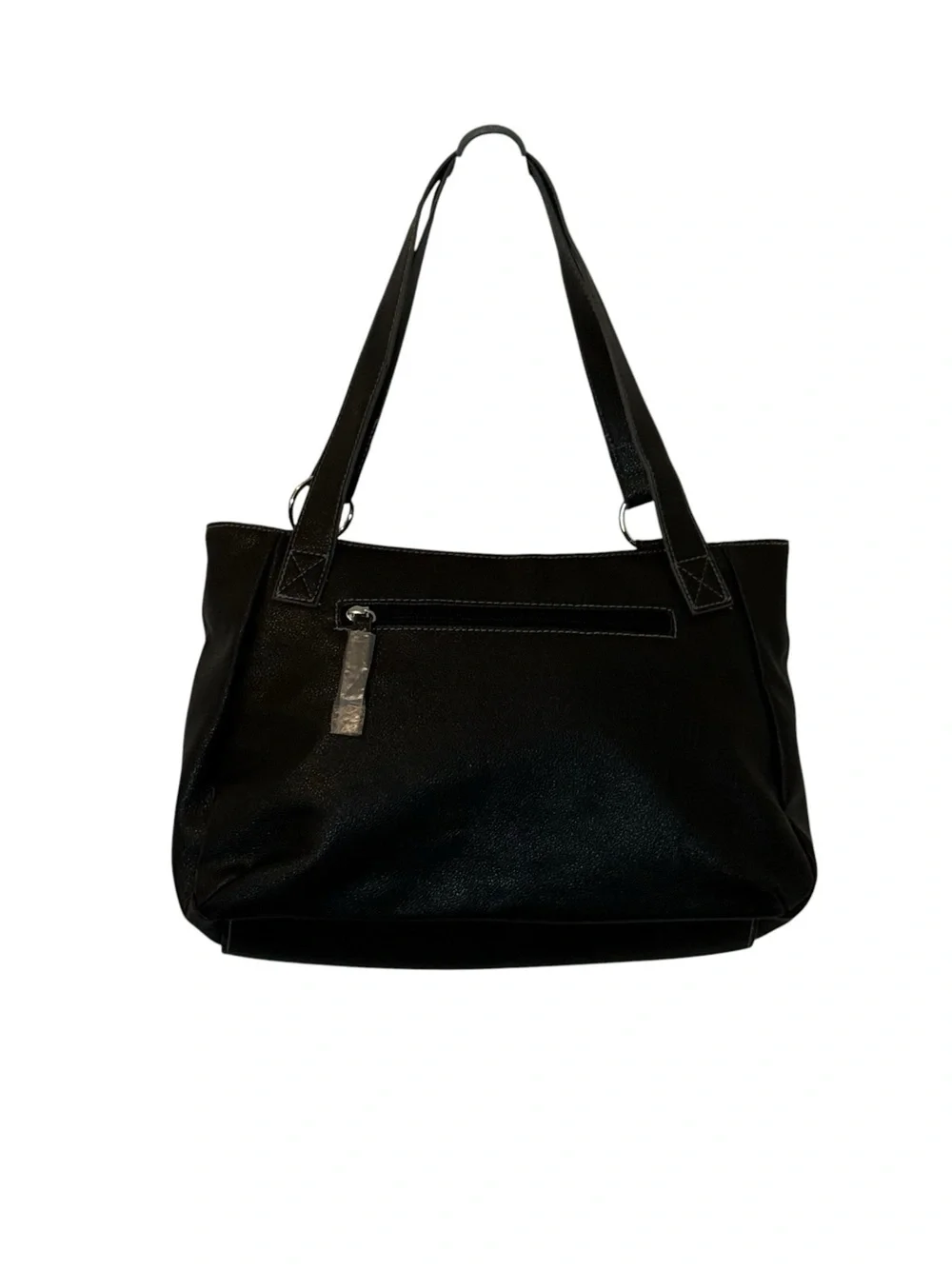 NWT Harve Benard Black Faux Leather Shoulder Bag Purse Vintage Hobo Tote